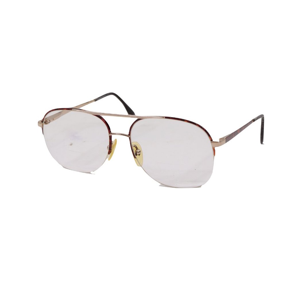 Vintage 80s Streetwear Tortoise Shell Half Rim Aviator Dad Glasses Eyewear RX